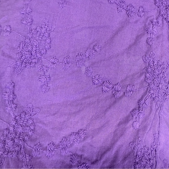 Studio Untold Purple Floral Textured Balloon Sleeve Button Down Blouse Plus Size - Picture 6 of 9